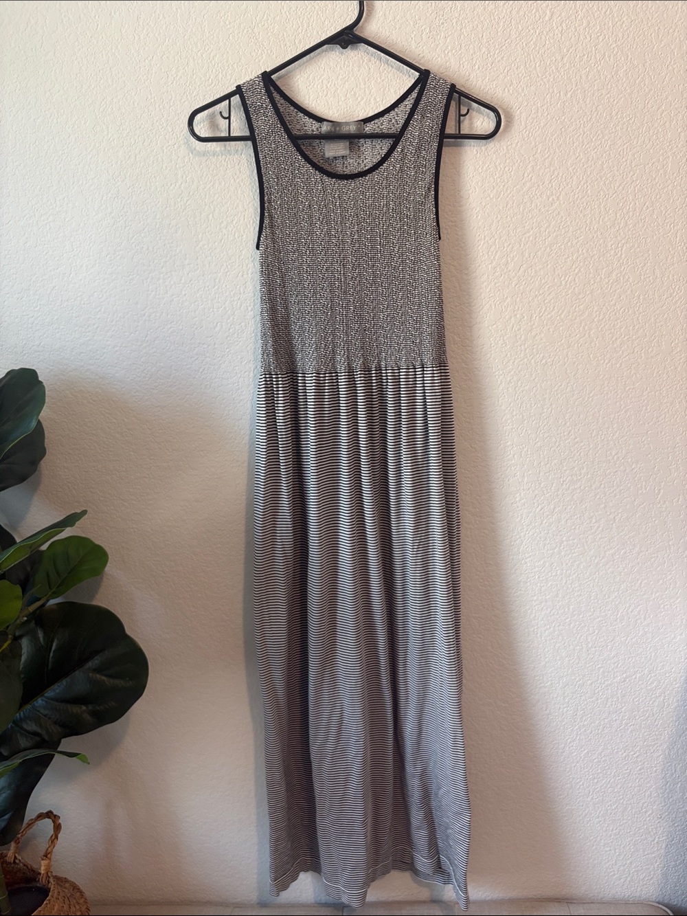 Sleeveless Black and White Striped Midi Dress lark + grey M/L